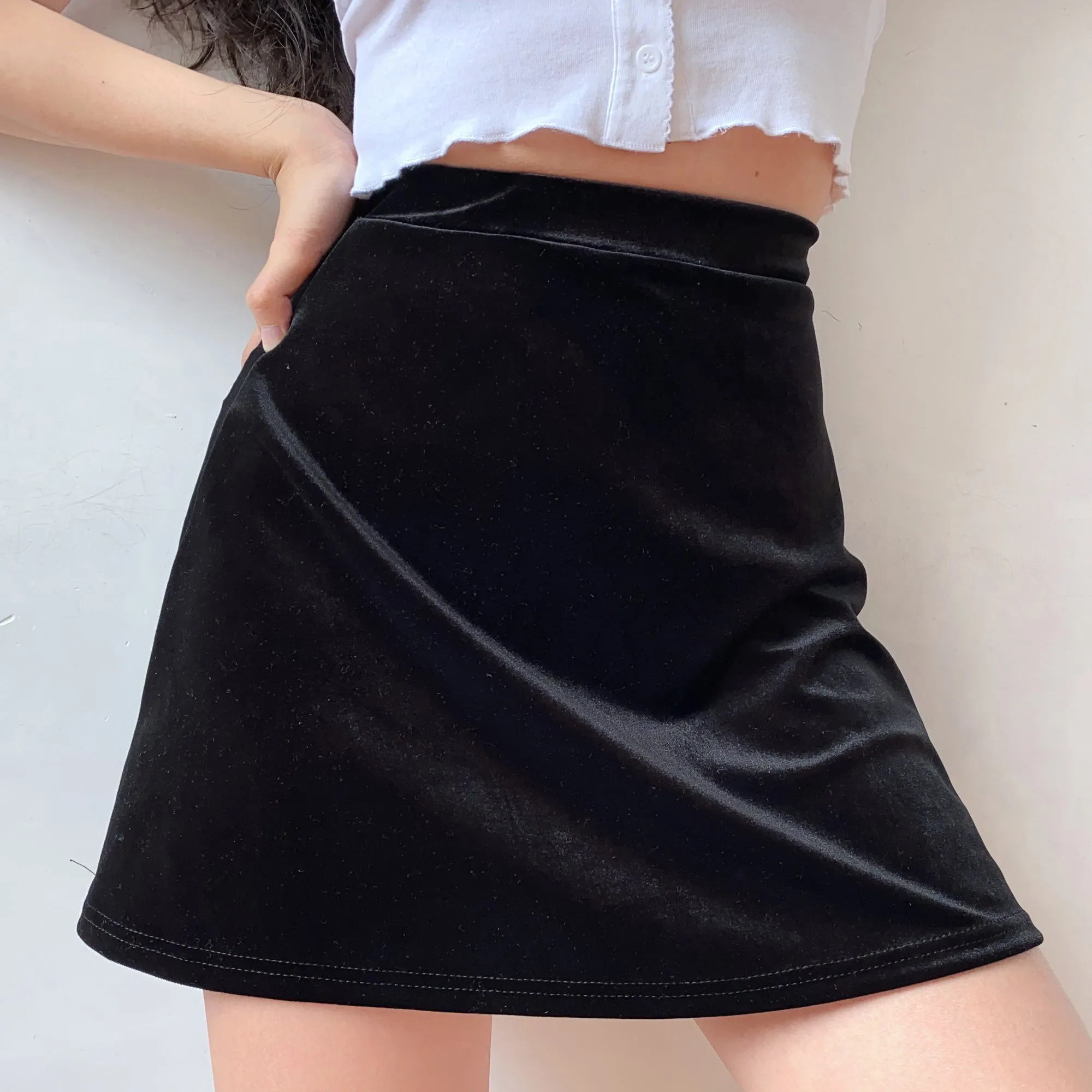 Wenkouban - Ruby Velvet Skirt ~ HANDMADE