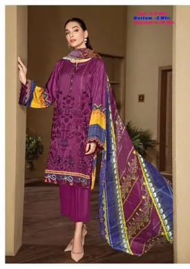 Women Unstitched Purple Cotton Salwar kameez material